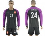 Wholesale Cheap Holland #24 Vermeer Black Goalkeeper Long Sleeves Soccer Country Jersey