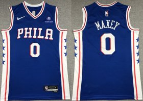 Wholesale Cheap Men\'s Philadelphia 76ers #0 Tyrese Maxey Royal 75th Anniversary Icon Edition Swingman Stitched Jersey