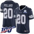 Wholesale Cheap Nike Cowboys #20 Tony Pollard Navy Blue Team Color Men's Stitched With Established In 1960 Patch NFL 100th Season Vapor Untouchable Limited Jersey