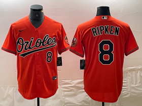 Cheap Men\'s Baltimore Orioles #8 Cal Ripken Jr Number Orange Cool Base Stitched Jersey