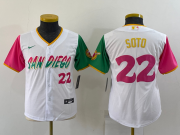 Wholesale Women San Diego Padres #22 Juan Soto Number White 2022 City Connect Cool Base Stitched Jersey