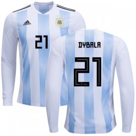 Wholesale Cheap Argentina #21 Dybala Home Long Sleeves Kid Soccer Country Jersey