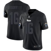 Wholesale Cheap Nike Rams #16 Jared Goff Black Men's Stitched NFL Limited Rush Impact Jersey
