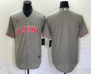 Wholesale Cheap Men's Cincinnati Reds Blank Grey Cool Base Stitched Baseball Jersey