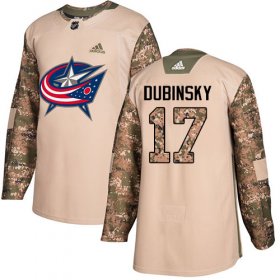 Wholesale Cheap Adidas Blue Jackets #17 Brandon Dubinsky Camo Authentic 2017 Veterans Day Stitched NHL Jersey