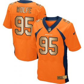 Wholesale Cheap Nike Broncos #95 Derek Wolfe Orange Team Color Men\'s Stitched NFL New Elite Gold Jersey