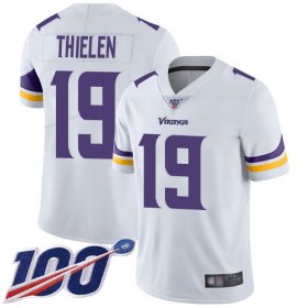 Wholesale Cheap Nike Vikings #19 Adam Thielen White Men\'s Stitched NFL 100th Season Vapor Limited Jersey