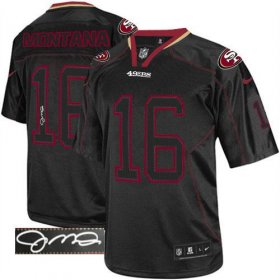 Wholesale Cheap Nike 49ers #16 Joe Montana Lights Out Black Men\'s Stitched NFL Elite Autographed Jersey