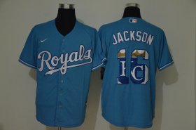 Wholesale Cheap Men\'s Kansas City Royals #16 Bo Jackson Light Blue Team Logo Stitched MLB Cool Base Nike Jersey
