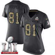 Wholesale Cheap Nike Falcons #81 Austin Hooper Black Super Bowl LI 51 Women's Stitched NFL Limited 2016 Salute to Service Jersey