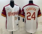 Cheap Men's Venezuela Baseball #24 Miguel Cabrera Number 2023 White World Classic Stitched Jerseys
