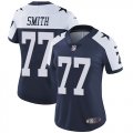 Wholesale Cheap Nike Cowboys #77 Tyron Smith Navy Blue Thanksgiving Women's Stitched NFL Vapor Untouchable Limited Throwback Jersey