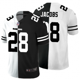 Cheap Las Vegas Raiders #28 Josh Jacobs Men\'s Black V White Peace Split Nike Vapor Untouchable Limited NFL Jersey