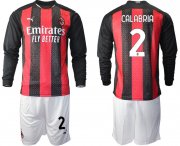 Wholesale Cheap Men 2020-2021 club AC milan home long sleeve 2 red Soccer Jerseys