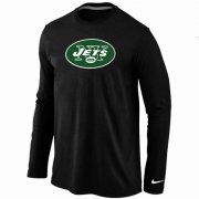 Wholesale Cheap Nike New York Jets Logo Long Sleeve T-Shirt Black