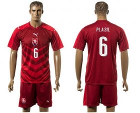 Wholesale Cheap Czech #6 Plasil Red Home Soccer Country Jersey