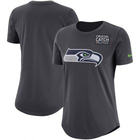 Wholesale Cheap NFL Women\'s Seattle Seahawks Nike Anthracite Crucial Catch Tri-Blend Performance T-Shirt