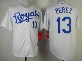 Wholesale Cheap Royals #13 Salvador Perez White Cool Base Stitched MLB Jersey