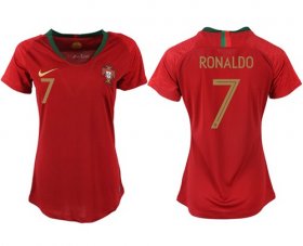 Wholesale Cheap Women\'s Portugal #7 Ronaldo Home Soccer Country Jersey