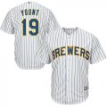 Wholesale Cheap Brewers #19 Robin Yount White Strip Cool Base Stitched Youth MLB Jersey