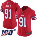 Wholesale Cheap Nike Bills #91 Ed Oliver Red Women's Stitched NFL Limited Rush 100th Season Jersey