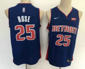 Wholesale Cheap Men\'s Detroit Pistons #25 Derrick Rose New Blue 2019 Nike Swingman Stitched NBA Jersey With The Sponsor Logo