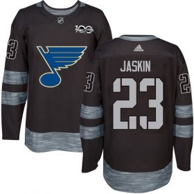 Wholesale Cheap Adidas Blues #23 Dmitrij Jaskin Black 1917-2017 100th Anniversary Stitched NHL Jersey