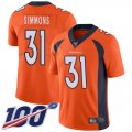 Wholesale Cheap Nike Broncos #31 Justin Simmons Orange Men's Stitched NFL 100th Season Vapor Limited Jersey