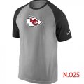 Wholesale Cheap Nike Kansas City Chiefs Ash Tri Big Play Raglan NFL T-Shirt Grey/Black
