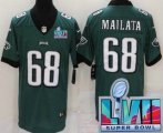 Cheap Men's Philadelphia Eagles #68 Jordan Mailata Limited Green Super Bowl LVII Vapor Jersey