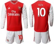 Wholesale Cheap Arsenal #10 Ozil Red Home Long Sleeves Soccer Club Jersey