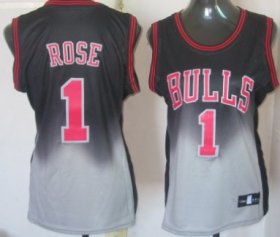 Wholesale Cheap Chicago Bulls #1 Derrick Rose Black/Gray Fadeaway Fashion Womens Jersey