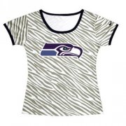 Wholesale Cheap Women's Seattle Seahawks Sideline Legend Authentic Logo Zebra Stripes T-Shirt