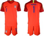 Wholesale Cheap USA #1 Howard Red Goalkeeper Soccer Country Jersey
