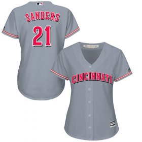 Wholesale Cheap Reds #21 Reggie Sanders Grey Road Women\'s Stitched MLB Jersey