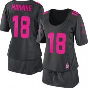 Wholesale Cheap Nike Broncos #18 Peyton Manning Dark Grey Women's Breast Cancer Awareness Stitched NFL Elite Jersey
