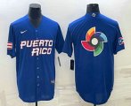 Cheap Men's Puerto Rico Baseball 2023 Royal World Big Logo With Patch Classic Stitched Jerseys