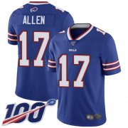 Wholesale Cheap Nike Bills #17 Josh Allen Royal Blue Team Color Men's Stitched NFL 100th Season Vapor Limited Jersey
