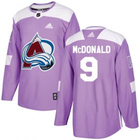 Wholesale Cheap Adidas Avalanche #9 Lanny McDonald Purple Authentic Fights Cancer Stitched NHL Jersey