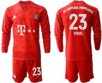 Wholesale Cheap Bayern Munchen #23 Vidal Home Long Sleeves Soccer Club Jersey