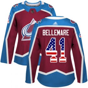 Wholesale Cheap Adidas Avalanche #41 Pierre-Edouard Bellemare Burgundy Home Authentic USA Flag Women\'s Stitched NHL Jersey