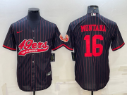 Wholesale Cheap Men's San Francisco 49ers #16 Joe Montana Black With Patch Cool Base Stitched Baseball Jersey