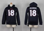 Wholesale Cheap Nike Broncos #18 Peyton Manning Navy Blue Youth Pullover NFL Hoodie