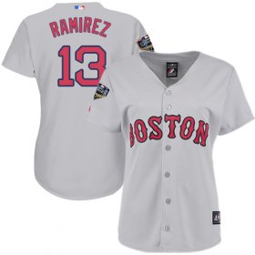 Wholesale Cheap Red Sox #13 Hanley Ramirez Grey Road 2018 World Series Women\'s Stitched MLB Jersey