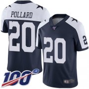 Wholesale Cheap Nike Cowboys #20 Tony Pollard Navy Blue Thanksgiving Youth Stitched NFL 100th Season Vapor Throwback Limited Jersey