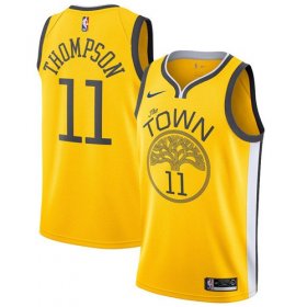 Wholesale Cheap Nike Warriors #11 Klay Thompson Gold NBA Swingman Earned Edition Jersey