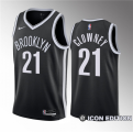 Wholesale Cheap Men's Brooklyn Nets #21 Noah Clowney Black 2023 Draft Icon Edition Stitched Basketball Jersey