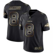 Wholesale Cheap Nike Ravens #8 Lamar Jackson Black/Gold Men's Stitched NFL Vapor Untouchable Limited Jersey