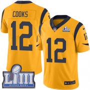 Wholesale Cheap Nike Rams #12 Brandin Cooks Gold Super Bowl LIII Bound Youth Stitched NFL Limited Rush Jersey