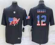 Wholesale Cheap Men's Tampa Bay Buccaneers #12 Tom Brady 2022 USA Map Fashion Black Color Rush Stitched Nike Limited Jersey